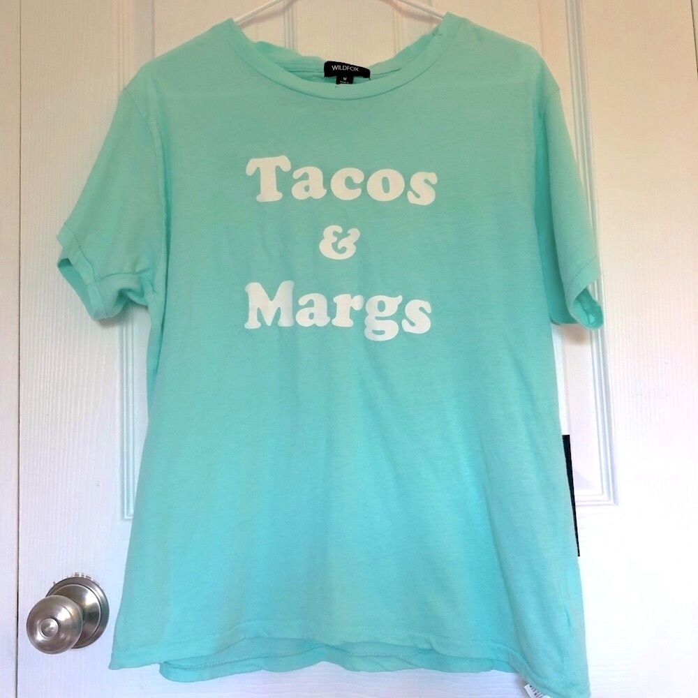 Nwt! Wildfox Tacos and Margs Graphic Tee Aqua M